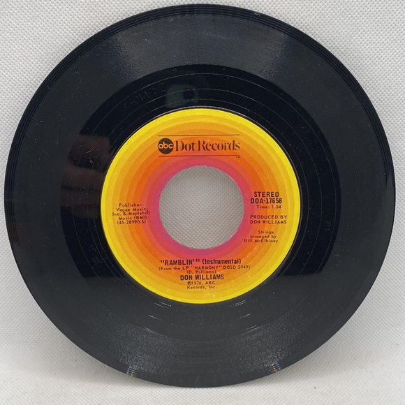 Country 45 Don Williams :Ramblin / She Never Knew Me on ABC Dot Records 7” Vinyl - Picture 2 of 5